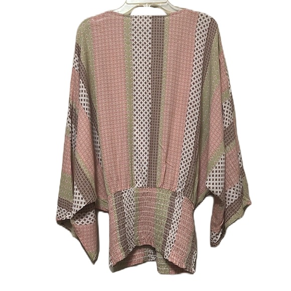 Dress Up, Wrapped, Elastic Waist, Dolman Sleeves Top, Multi, Medium - Picture 2 of 6